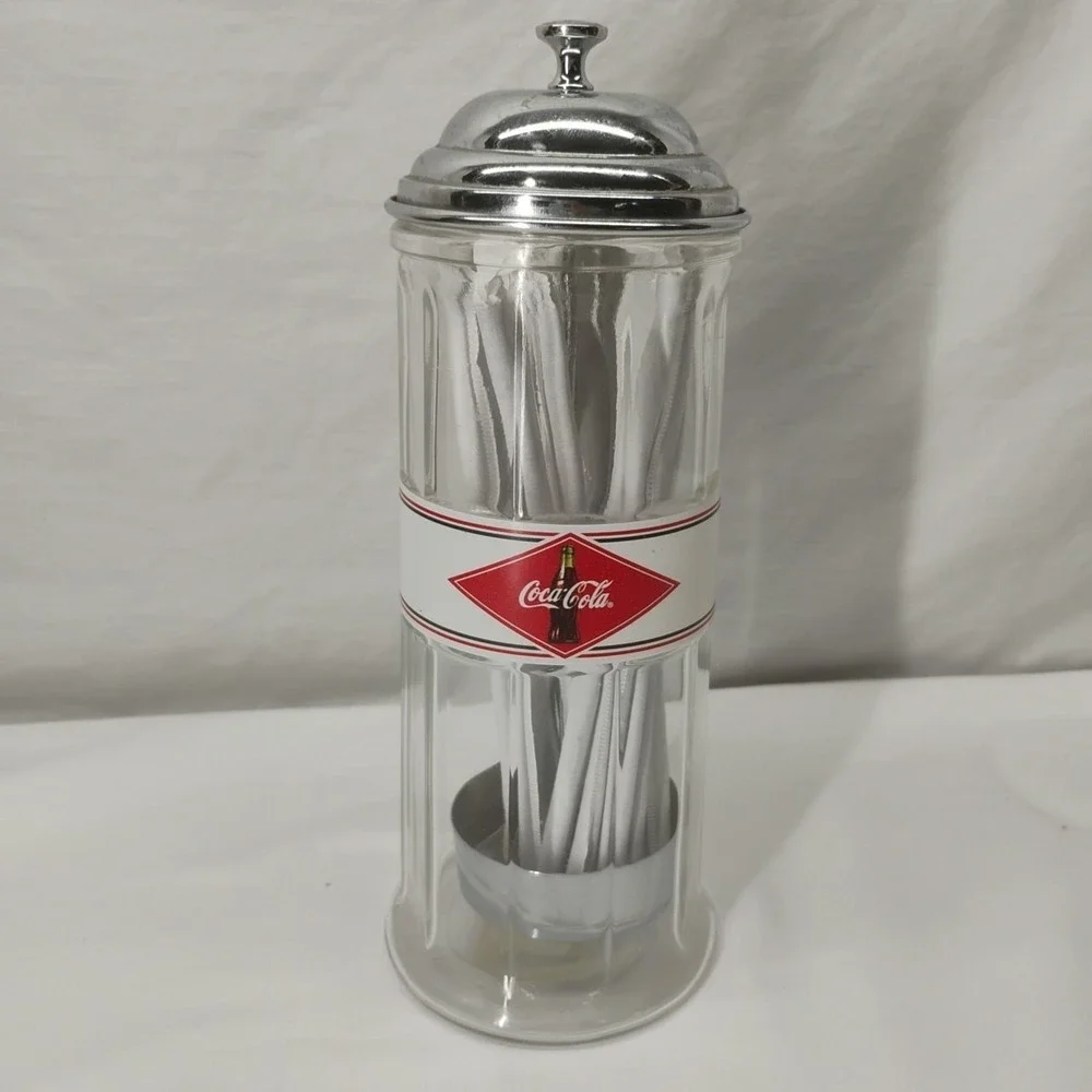 Vintage Coca-Cola Glass Straw Holder 11.5
